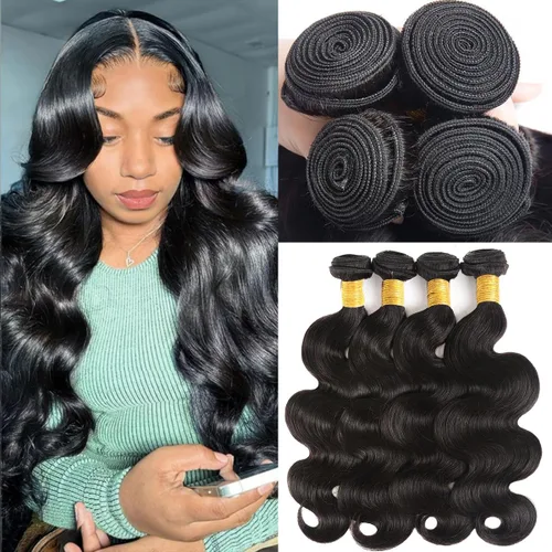 Miniatura 16 de 3 manojos de cabello humano 12A, ondulado, 100% sin procesar, cabello humano virgen brasileño de tejido rápido (14, 16, 18 pulgadas)