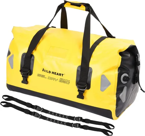 Miniatura 20 de WILD HEART Bolsa de lona impermeable para motocicleta, PVC500D, doble parte inferior, con correas de cuerda y bolsillo interior, 40L, 66L, 100L, 66L