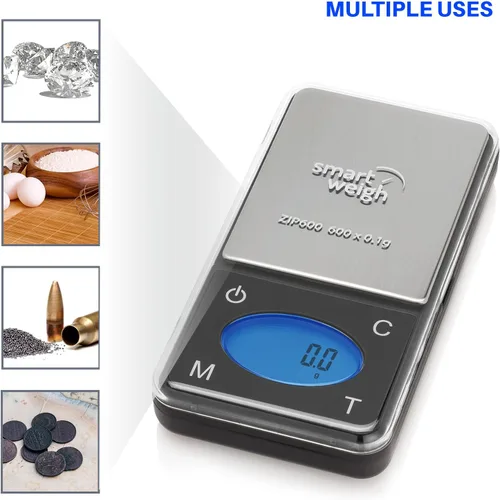 Miniatura 6 de Smart Weigh ZIP600 - Báscula digital ultradelgada de bolsillo de 21.16 oz por 0.00 oz con función de conteo, escala de gramos y escala de onzas