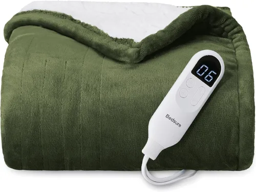Miniatura 26 de Bedsure - Manta eléctrica de calentamiento rápido, manta de franela suave con 4 ajustes de tiempo, 6 ajustes de calefacción, regalos cálidos