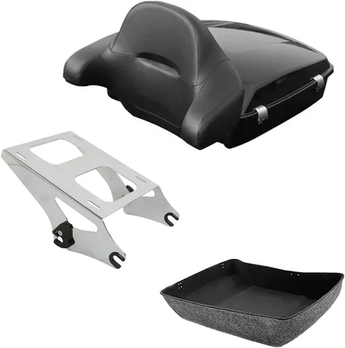Miniatura 23 de TCMT Caja de maletero de motocicleta cortada de 10.7", respaldo envolvente, soporte de montaje para 2 personas, compatible con Harley 2014-2025 Con