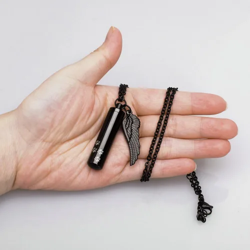 Miniatura 3 de XIUDA Collar de urna cilíndrica para cenizas, huella de pata, joyería de cremación para perros y gatos, colgante de recuerdo conmemorativo de acero