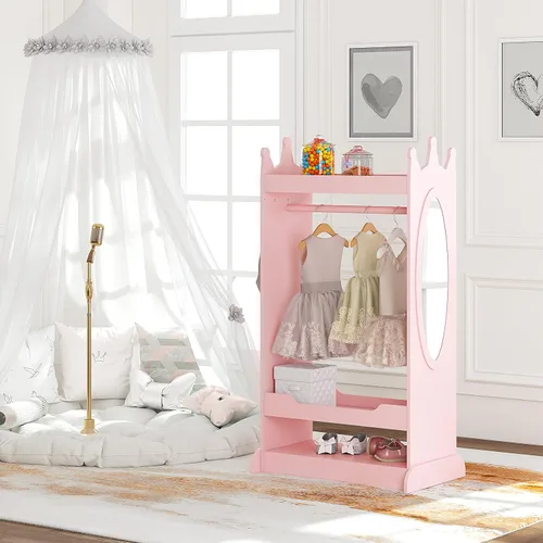 Miniatura 7 de UTEX Almacenamiento de Disfraces para Niños con Espejo, Guardarropa de Disfraces para Niños, Armario Colgante Abierto, Closet de Almacenamiento