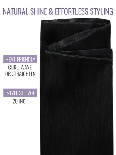 Miniatura 2 de Fshine Extensiones de cabello humano real con trama de mariposa, trama invisible sin costuras, 16 pulgadas negro azabache, 1.76 oz, 1.76 onzas