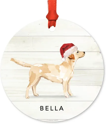 Miniatura 15 de Andaz Press Adorno de Navidad de metal personalizado para perro, perro y mascota, cocker spaniel con sombrero de Papá Noel, 1 paquete, incluye cinta