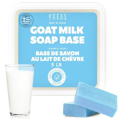 Skin Said Yes Base de jabón de leche de cabra de 5 libras, sin SLS/SLES, sin aceite de palma, orgánico, para derretir y verter suministros de