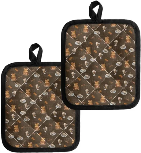 Miniatura 12 de UNICEU Porta ollas de mariposa con diseño de gallo, 2 paquetes para cocina, hornear, parrilla, cocinar, resistentes al calor, almohadillas calientes