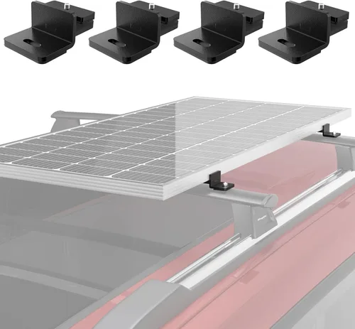 Miniatura 10 de Kit de montaje en cangrejo para panel solar BougeRV para autos con barras transversales, abrazaderas de techo para portaequipajes se ajusta a