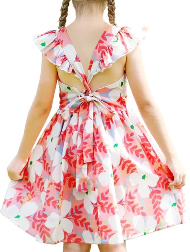 Miniatura 166 de Vestido de verano para niña, de algodón, con diseño floral