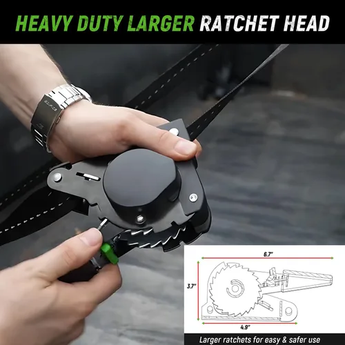 Miniatura 4 de Correas de trinquete retráctiles (paquete de 4) – Correas de trinquete autorretractables de 1 pulgada x 10 pies con bucles suaves, correas de amarre