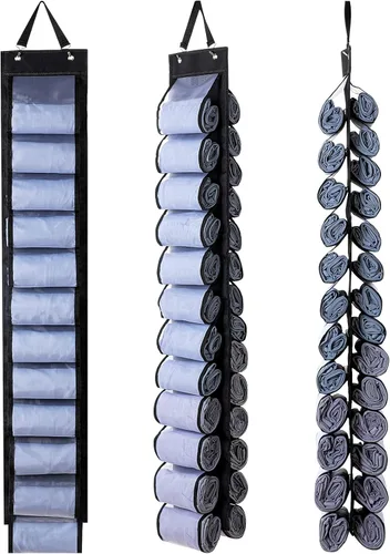 DHSFKBE Organizador de leggings, organizador plegable de armario colgante con 26 compartimentos para rollo para ropa de yoga, pantalones, camisas