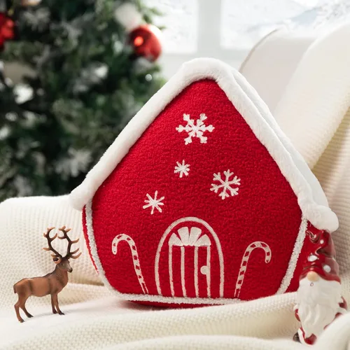 Miniatura 8 de Phantoscope Serie Gingerbread House - Cojín Decorativo de Feliz Navidad, Piel de Conejo Sintética Afelpada Bordada Teddy Sherpa Casa de Jengibre