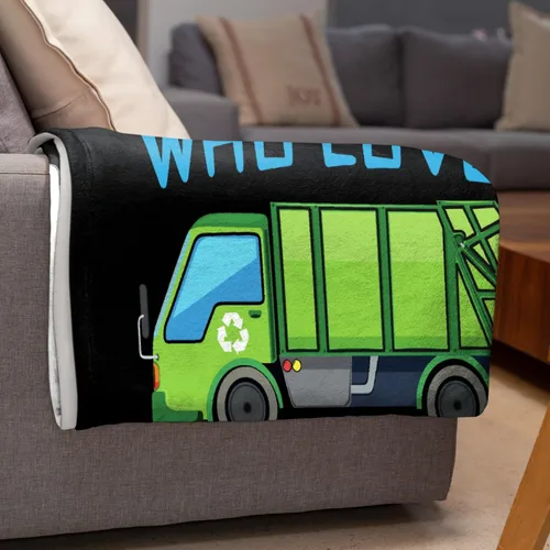 Miniatura 7 de Manta de camión de basura con texto en inglés "Boy Who Loves Garbage" para niños y hombres, manta de franela para regalo, manta de franela acogedora