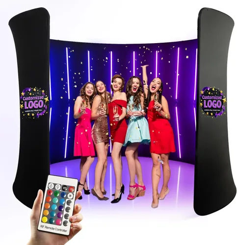 Miniatura 7 de Telón de fondo de cabina de fotos de 360 grados para cabina de fotos, fondo de pared personalizado con logotipo, video selfie, fondo giratorio