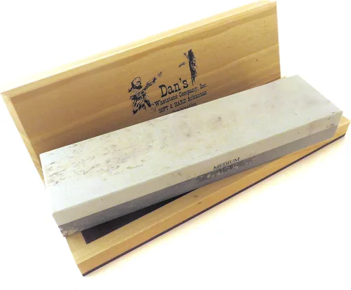 Arkansas - Banco de afilado de cuchillos con combinación suave (mediana) y dura (fina), piedra de afilar 8 x 2 x 1 pulgada en caja de madera MFC-8-C