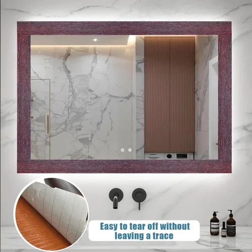 Miniatura 5 de YESUS Marco de papel tapiz 3D de grano de madera gris oscuro de 3.93 pies (32.8 ft), extraíble, PVC, impermeable, para despegar y pegar, adhesivo