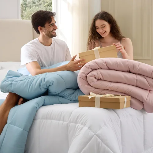 Miniatura 86 de Bedsure Relleno de edredón – Edredones acolchados tamaño King, edredón para todas las estaciones, ropa de cama alternativa de plumón suave, con 8
