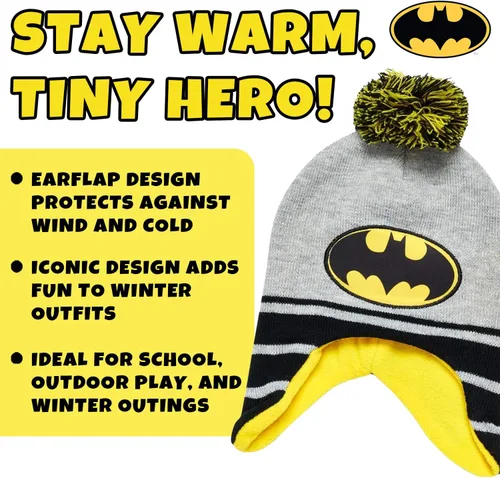 Miniatura 18 de DC Comics Conjunto de 2 pares de guantes o manoplas de invierno de Batman para niños (niños pequeños)