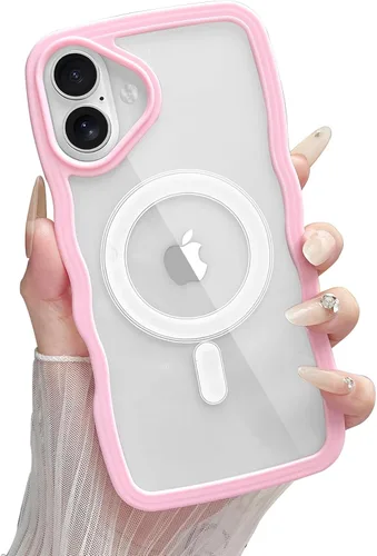 Miniatura 40 de Yeddabox Magsafe - Funda compatible con iPhone 13, diseño de ondas, lindo marco de colores de caramelo con ondas de agua, a prueba de golpes