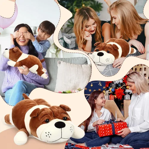Miniatura 6 de Peluche suave para perros de 17.7 pulgadas, almohada de peluche abrazable para regalo de cumpleaños de niños, juguete grande para cachorros