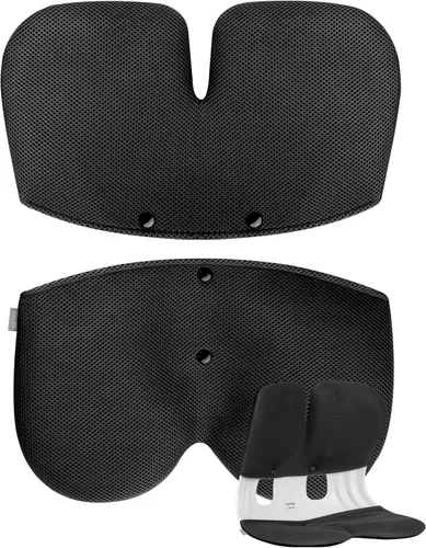 Miniatura 14 de curble Grand Cover, funda desmontable para silla de adulto, soporte ergonómico para respaldo de silla y soporte lumbar (azul)