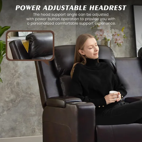 Miniatura 8 de Sofá biplaza reclinable eléctrico con consola, sofá biplaza reclinable de doble motor con reposacabezas eléctrico/carga inalámbrica/luz