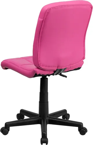 Miniatura 5 de Flash Furniture - Silla giratoria de respaldo medio de vinilo, acolchada, color negro Rosa