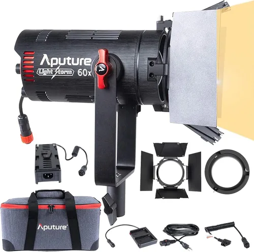 Aputure LS 60X LED Spot Light,Light Storm Bi-Color Focusing Foto Video Lights 30000lux @3.3 ft, 9 iluminación FX incorporada, compatible con batería