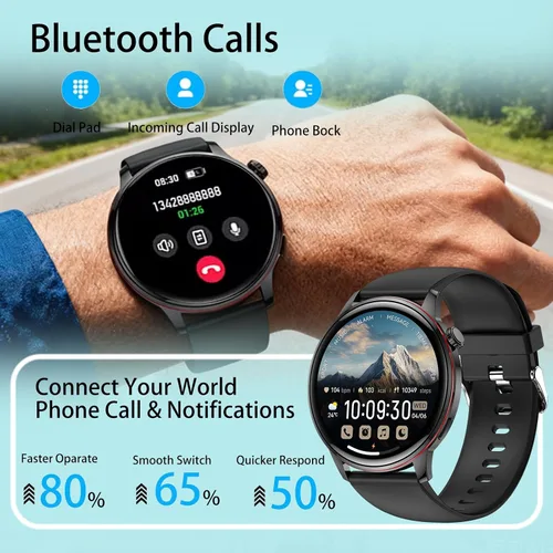 Miniatura 4 de Reloj inteligente para hombres y mujeres, pantalla AMOLED HD de 1.43 pulgadas, reloj inteligente IP68 impermeable, reloj rastreador de actividad