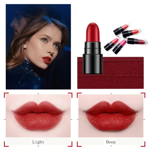 Miniatura 4 de Paquete de 12 lápices labiales en cápsulas: 3 bálsamos labiales sabor manzana y fresa, 3 lápices labiales de gelatina cambiador de color, 3 mate, 3