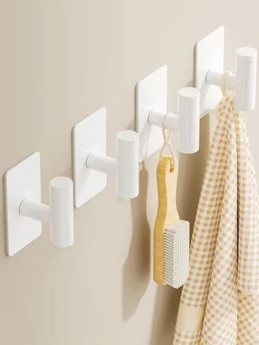 Miniatura 12 de GWAAZXGZ Ganchos para toallas para baños, paquete de 4, acabado plateado cepillado, ganchos de pared adhesivos de acero inoxidable en forma de T