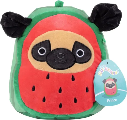 Squishmallows - Peluche oficial de Jazwares Prince The Watermelon Pug de 8 pulgadas, juguete oficial de Jazwares para perros, ultrasuave y