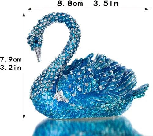 Miniatura 2 de YU FENG Caja de joyería de animales de cisne azul 2pcs