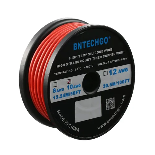 Miniatura 11 de BNTECHGO Carrete de alambre de silicona calibre 10 de 25 pies, alambre de cobre estañado trenzado de 10 AWG, color azul flexible