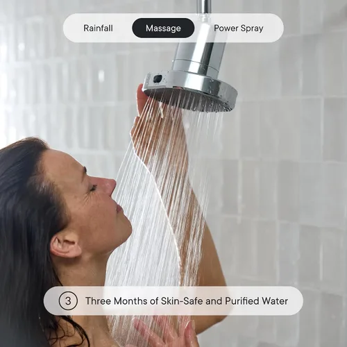 Miniatura 5 de Qure Cabezal de filtro de ducha para agua dura, cabello, piel y uñas más saludables, reduce el 99% de cloro, cabezal de ducha de alta presión