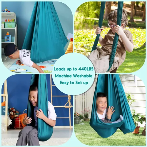 Miniatura 4 de Chihee Columpio Sensorial Terapéutico Hamaca para Interiores y Exteriores para Niños, Herrajes Incluidos, Columpio Suave y Transpirable de Nailon