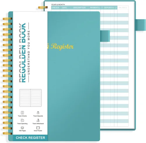 Regolden-Book Registros de cheques para registro personal de cheques, libro de contabilidad bancaria para pequeñas empresas, libro de registro de