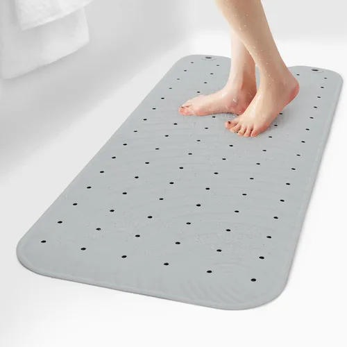 Alfombra de Goma Extra Larga para Bañera, Alfombra Antideslizante para Ducha y Bañera, 39x16 Pulgadas, Alfombra de Piso para Bañera con Ventosas y
