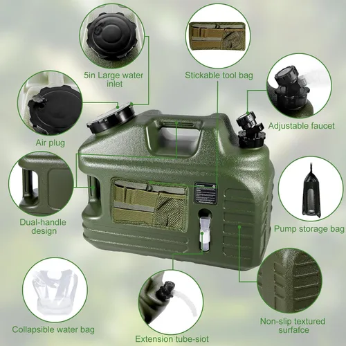 Miniatura 6 de Jarra de agua de 5 galones con bomba, contenedor de agua para campamento, dispensador de agua portátil sin BPA con espiga, jarra de agua grande a