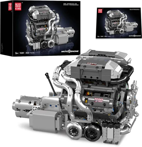 Mould King Bloques de construcción 10201 Supercar, kit de modelo de transmisión de motor W16, juego de ladrillos de automóvil deportivo a escala