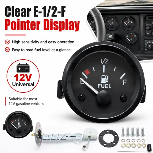 Miniatura 6 de Hoypeyfiy - Medidor de nivel de combustible universal de 2 pulgadas 52 mm para coche y SUV con sensor de combustible E-1/2-F puntero 12 V