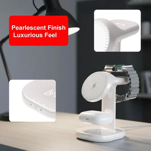 Miniatura 5 de Estación de carga inalámbrica 3 en 1 para soporte de cargador Magsafe, cargador magnético de teléfono para iPhone, Apple Watch, para Airpods