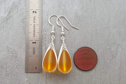 Miniatura 42 de Yinahawaii Handmade Sea Glass Earrings, Hawaiian Jewelry, Wire Braided Earrings Teardrop Earrings, Beach Jewelry Sea Glass Jewelry For Women Cobalt