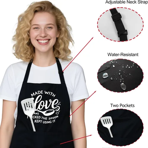 Miniatura 2 de Delantales divertidos para mujer con 2 bolsillos, delantal resistente al agua y al aceite para cocinar, hornear, regalos de chef para esposa y mamá