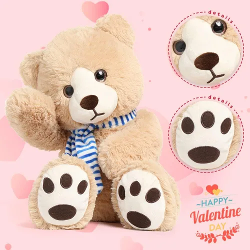 Miniatura 5 de Tezituor Oso de peluche de 24 pulgadas, gran oso de peluche con bufanda, bonito oso de peluche marrón para novias y niños