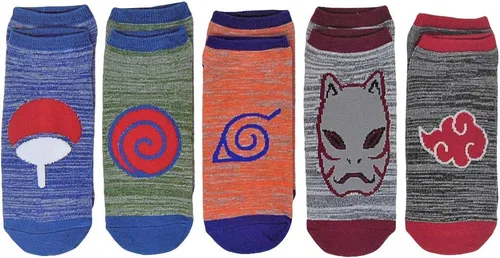 Miniatura 2 de Ripple Junction Naruto Shippuden Icons - Paquete de 5 calcetines novedosos con licencia oficial, OS multicolor, Multicolorido