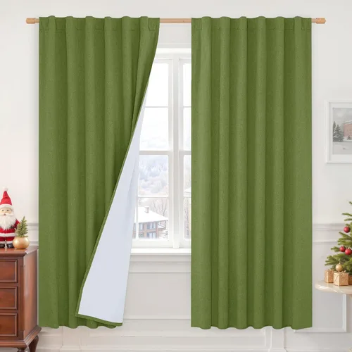 Miniatura 90 de LAMIT Cortinas de lino natural 100 % opacas para ventana, para dormitorio, 45 pulgadas, cortinas térmicas con textura de lino estilo granja