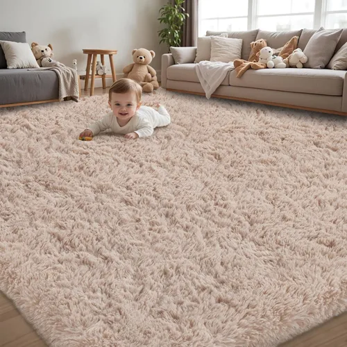 Miniatura 11 de Alfombra de Área 8x10 para Sala de Estar: Alfombras Shag Gris Claro Ultra Suaves y Esponjosas, Alfombra Grande Difusa de Felpa
