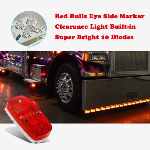 Miniatura 3 de NPAUTO 10 luces laterales rojas de doble diana con 10 luces LED de liquidación para remolque, ojos de tigre, para camión, caravana, barco, caravana