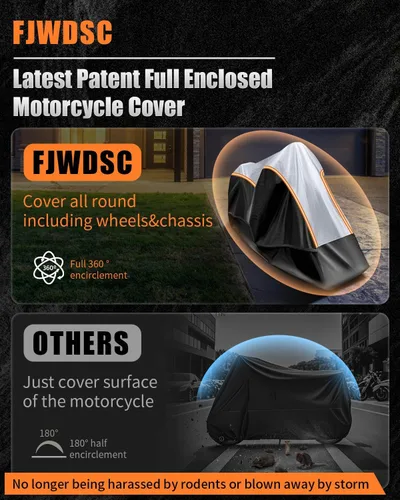 Miniatura 2 de Funda para motocicleta totalmente cerrada, impermeable, para almacenamiento en interiores y exteriores, resistente con tiras reflectantes, se adapta